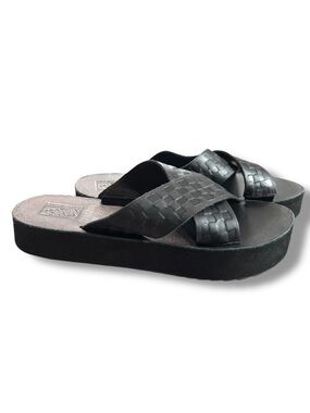 Vans Karina Rozunko UltraCush Mega Platform Leather Cross Strap Sandals 9
